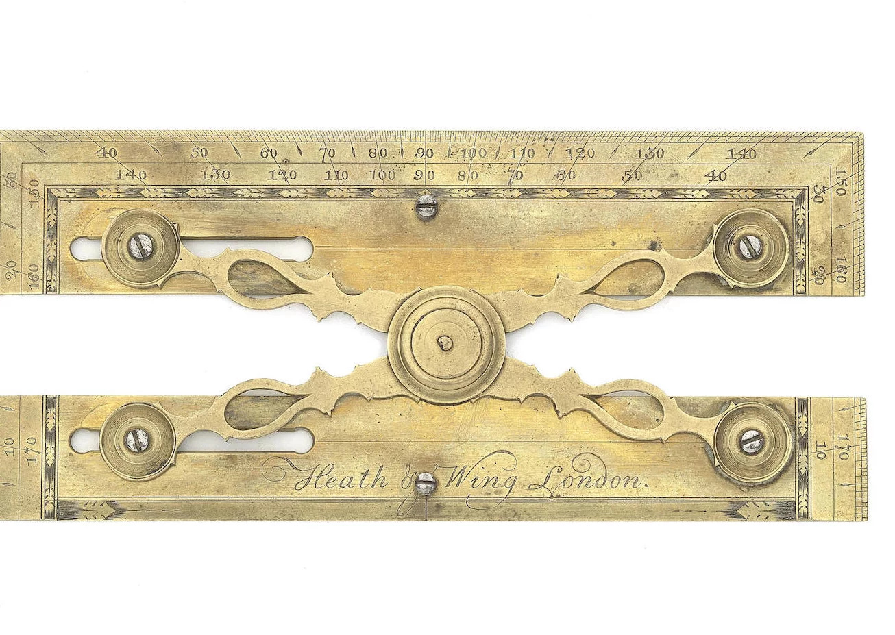 An attractive Heath & Wing brass parallel ruler, English, circa 1765