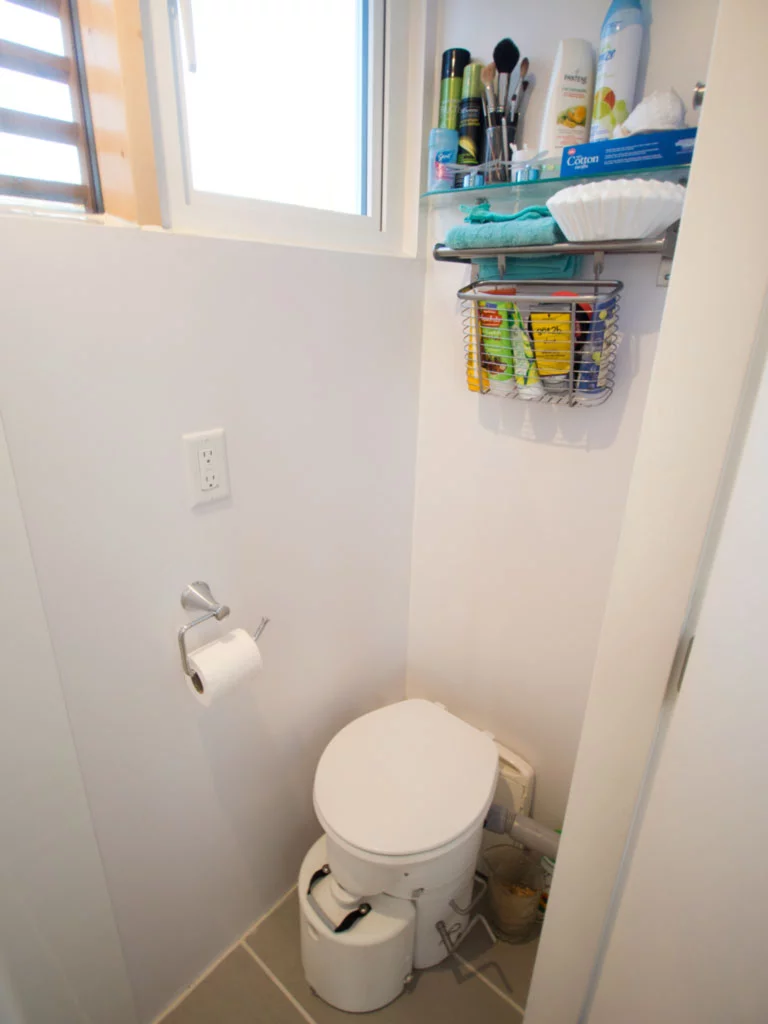 Inside the bathroom with composting toilet (Photo: Marty McLennan)