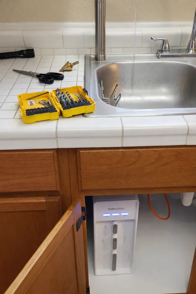 It really was as easy as that to install the Waterdrop X12. Not pictured is the drill and the Phillips screwdriver