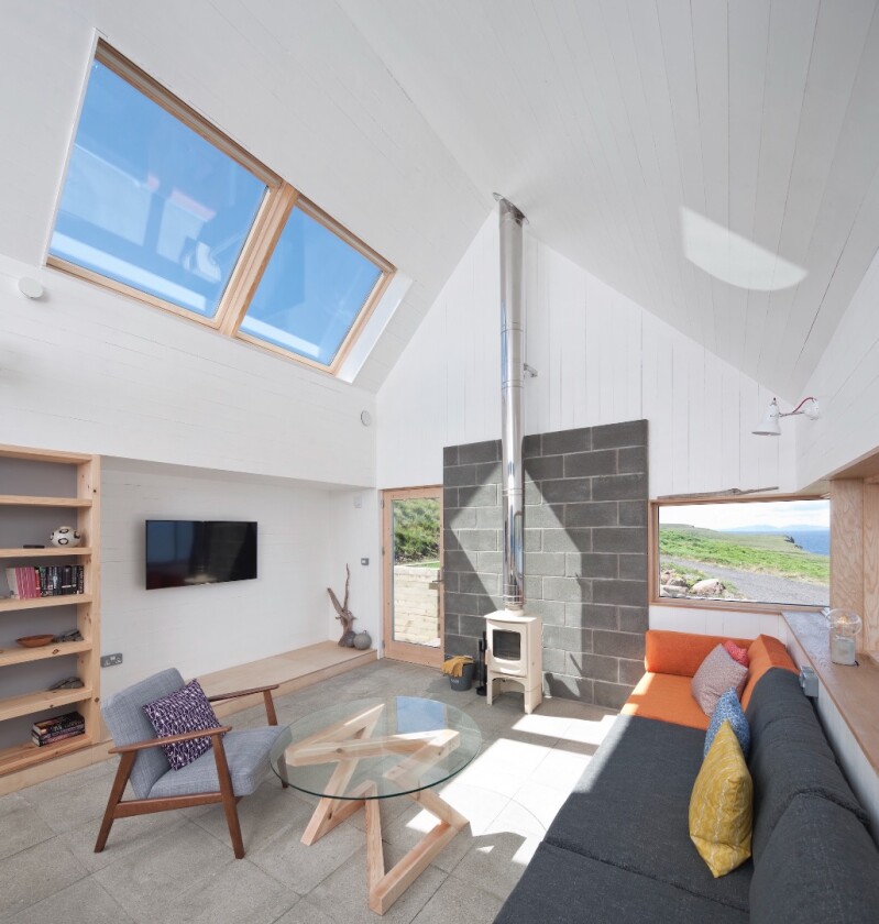 Skylights help ensure plenty of natural light permeates within