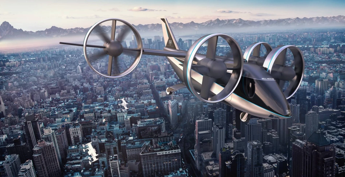 Bell expects the Nexus 4EX to be capable of flying four to five passengers plus a pilot distances of around 100 km (62 mi) at a time