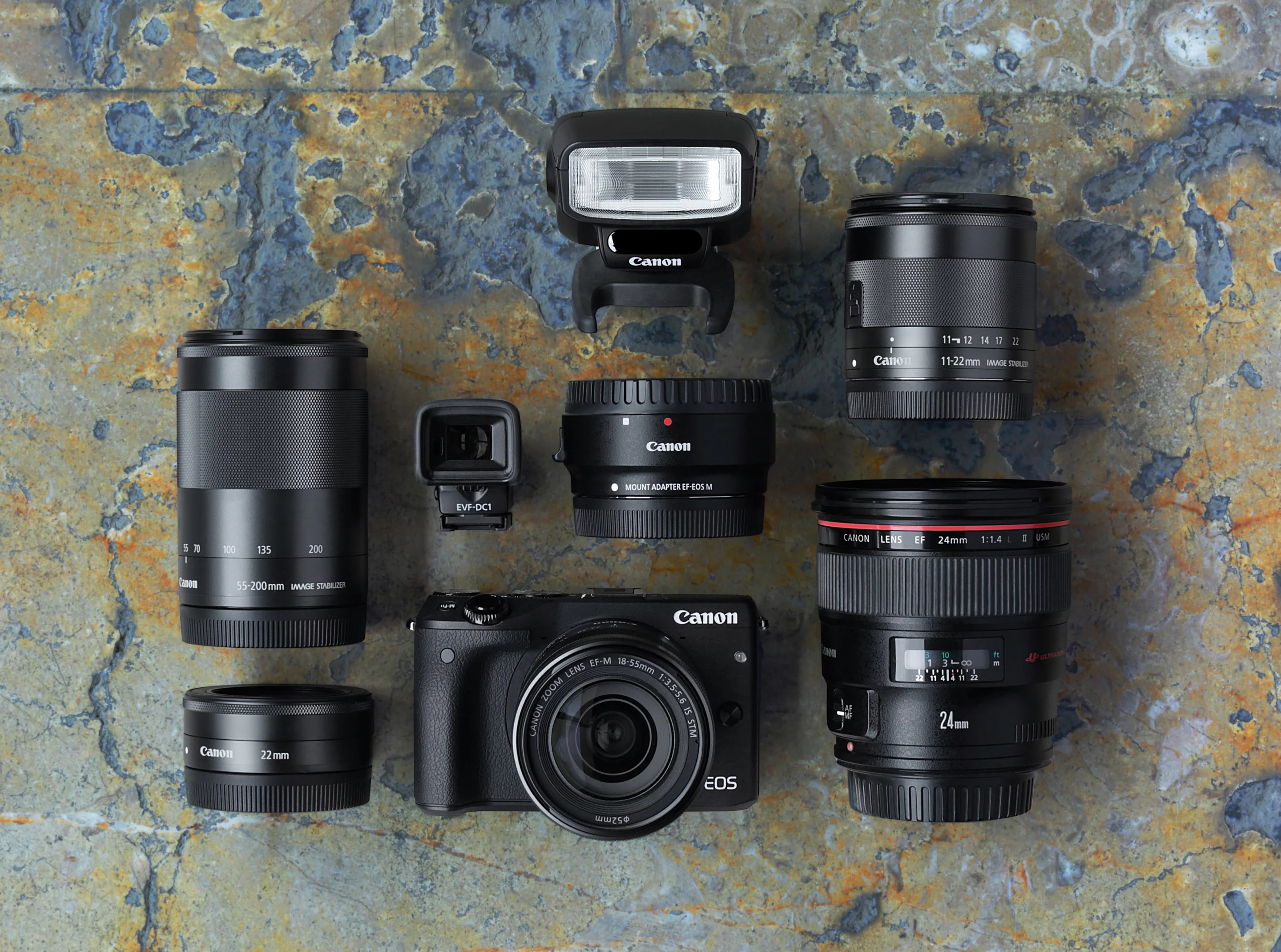 EF and EF-S lenses are also compatible with the Canon EOS M3 via the optional mount adapter