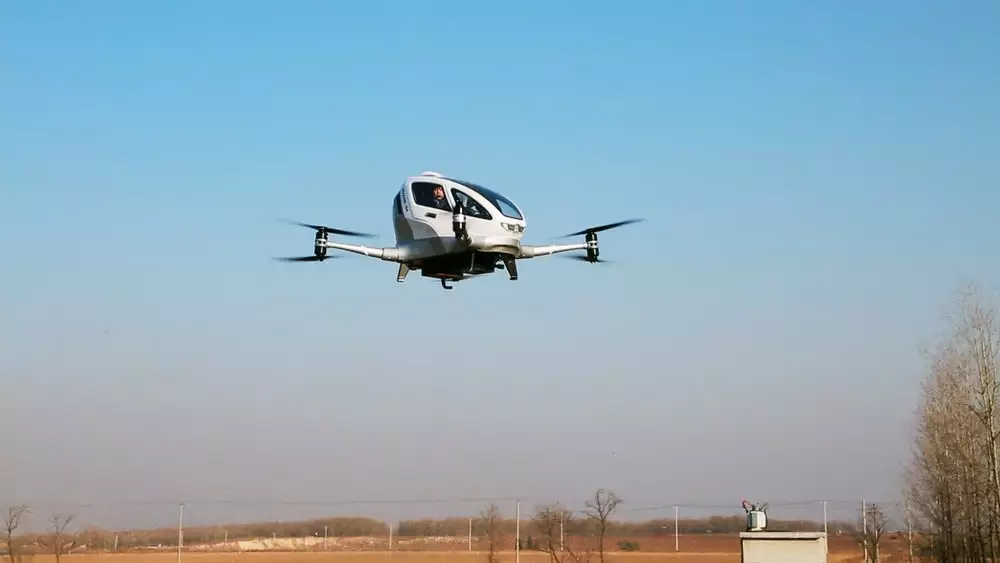 The Ehang taxi drone in action