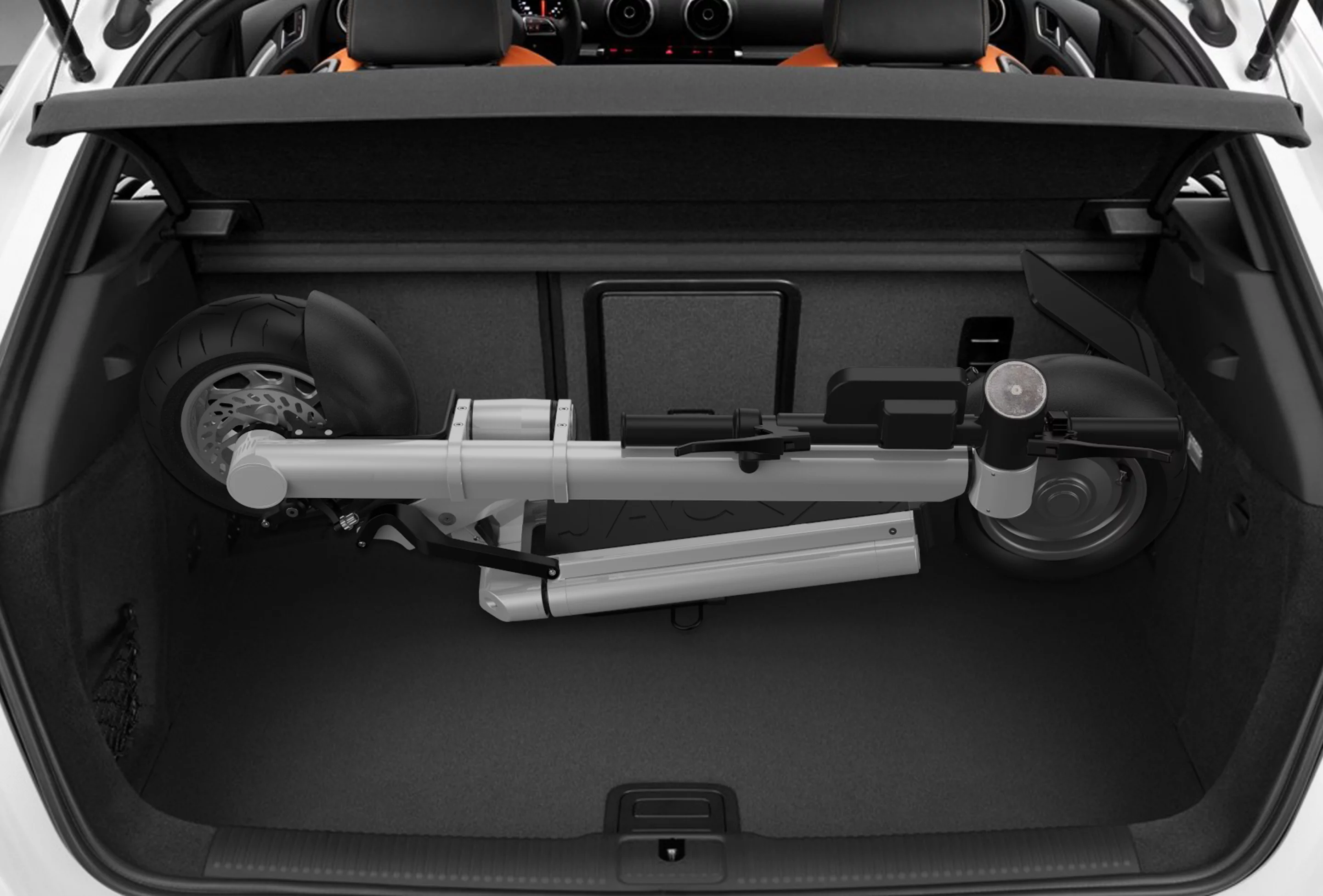 Small and compact, Jac< fits in the trunk of a car