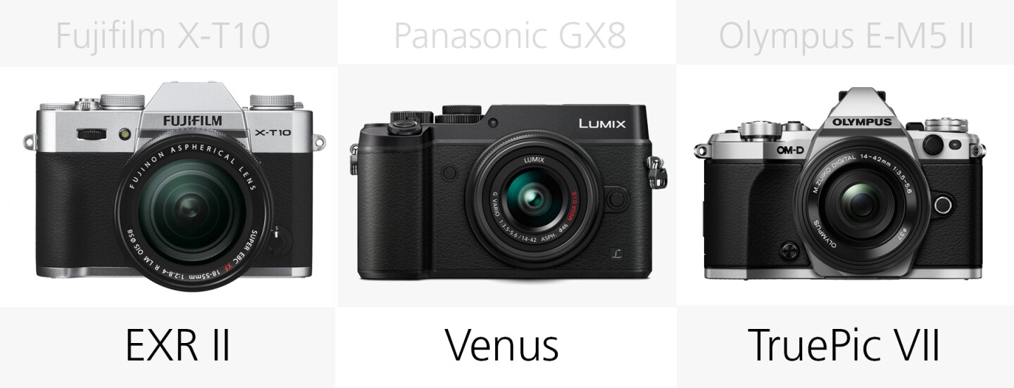 Image processor comparison Fujifilm X-T10, Panasonic GX8 and Olympus E-M5 II