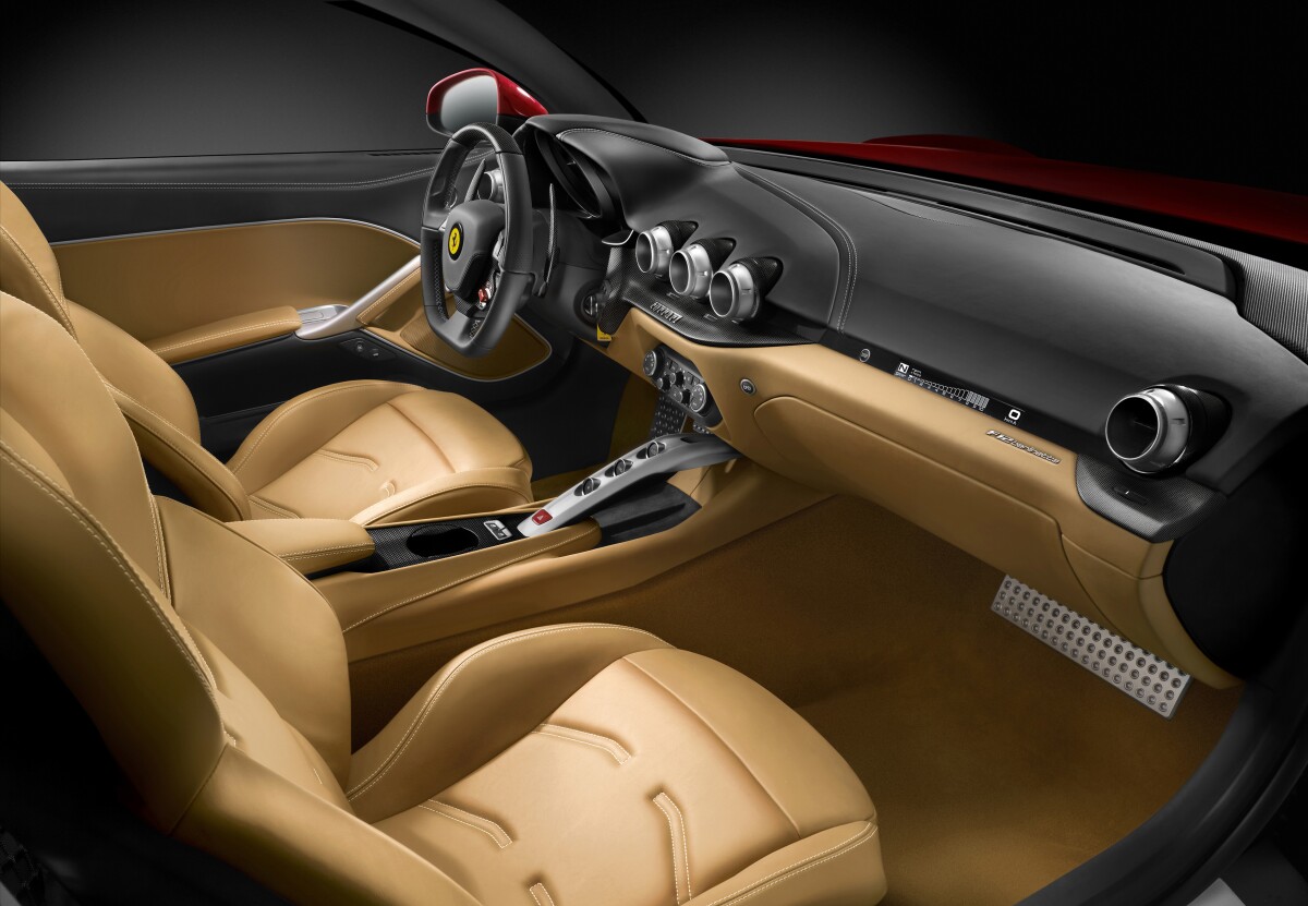 The Ferrari F12berlinetta's luxurious interior