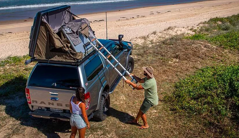 ARB's Esperance rooftop tent features a fold-out expanding design