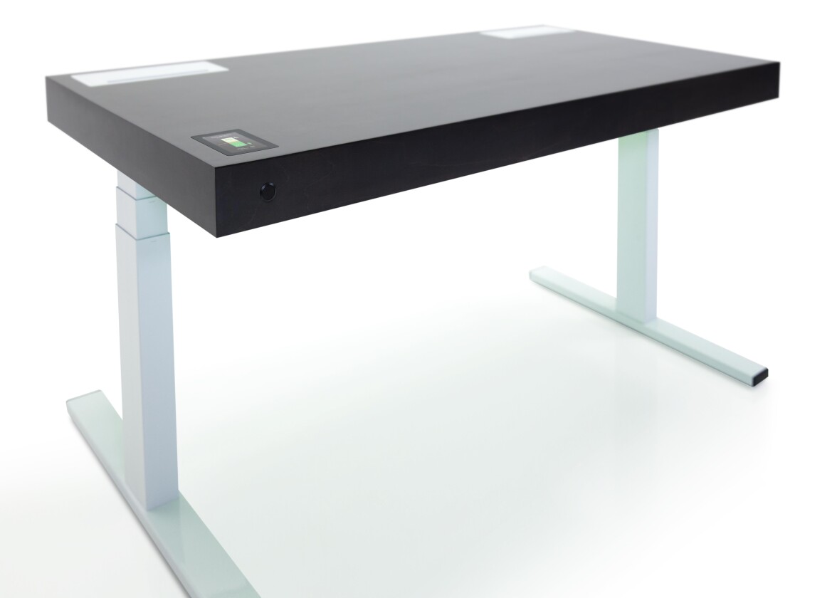 At its lowest, the desk measures about 25 in (63.5 cm) in height, but it can be raised as high as 51 in (129.5 cm)