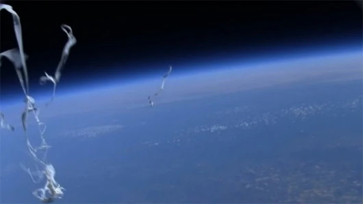 A snap showing the balloon popped at high altitude