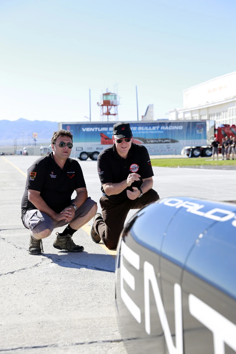 The Prince with Gildo Pallanca Pastor, CEO of Venturi Automobiles (Photo: Denis Boussard/Venturi Automobiles)