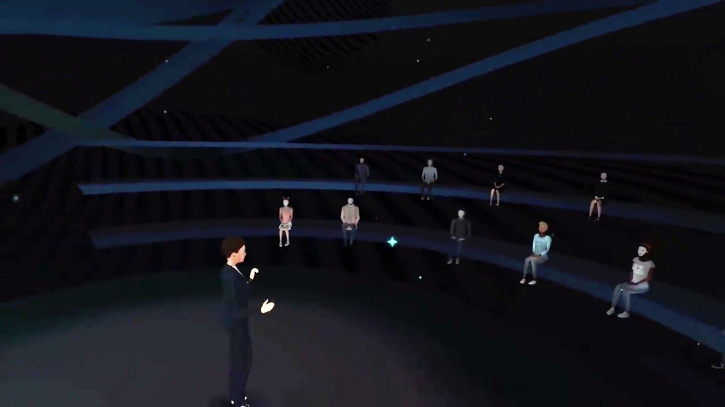 A simulated public speaking engagement from Speech Center VR