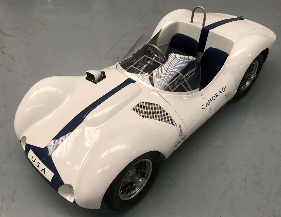This scale model working Maserati Tipo 61 Birdcage is built by Junior Dreamcars of Holland, a company that specializes in high end construction of children's cars. The Birdcage, like the car it emulates, has a rigid and light steel tubular chassis, with a fiberglass body, 4 wheel disc brakes, alloy rims and wire wheels, Michelin tires, and power is supplied by a 110cc 4 stoke engine. Sold for $31,857 (€26,000)