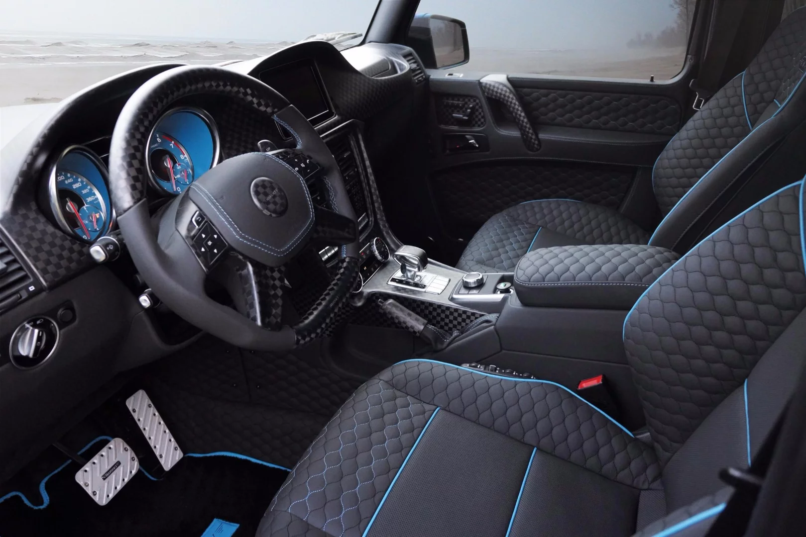 A look at the leather and carbon fabric-clad interior