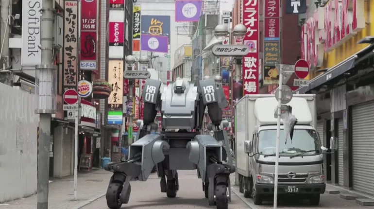Kuratas, a 13 foot tall mecha robot inspired by Japanese animation, was unveiled to much fanfare