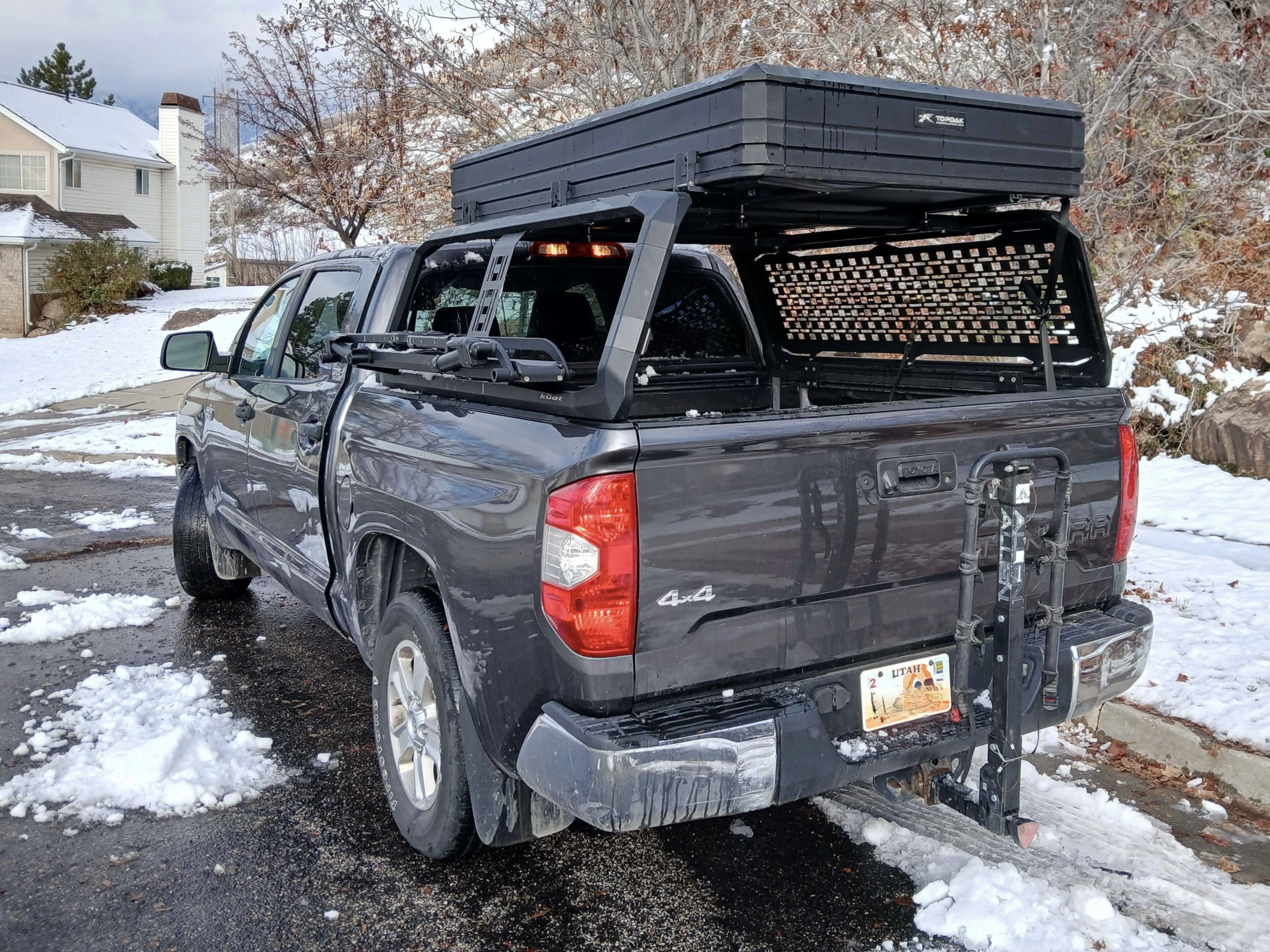 A look at the tent and truck from the rear