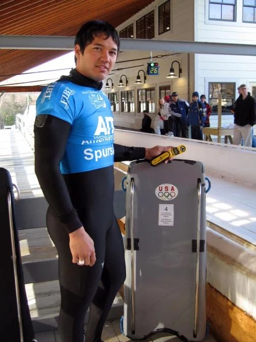 US skeleton athlete and his Kestrel
