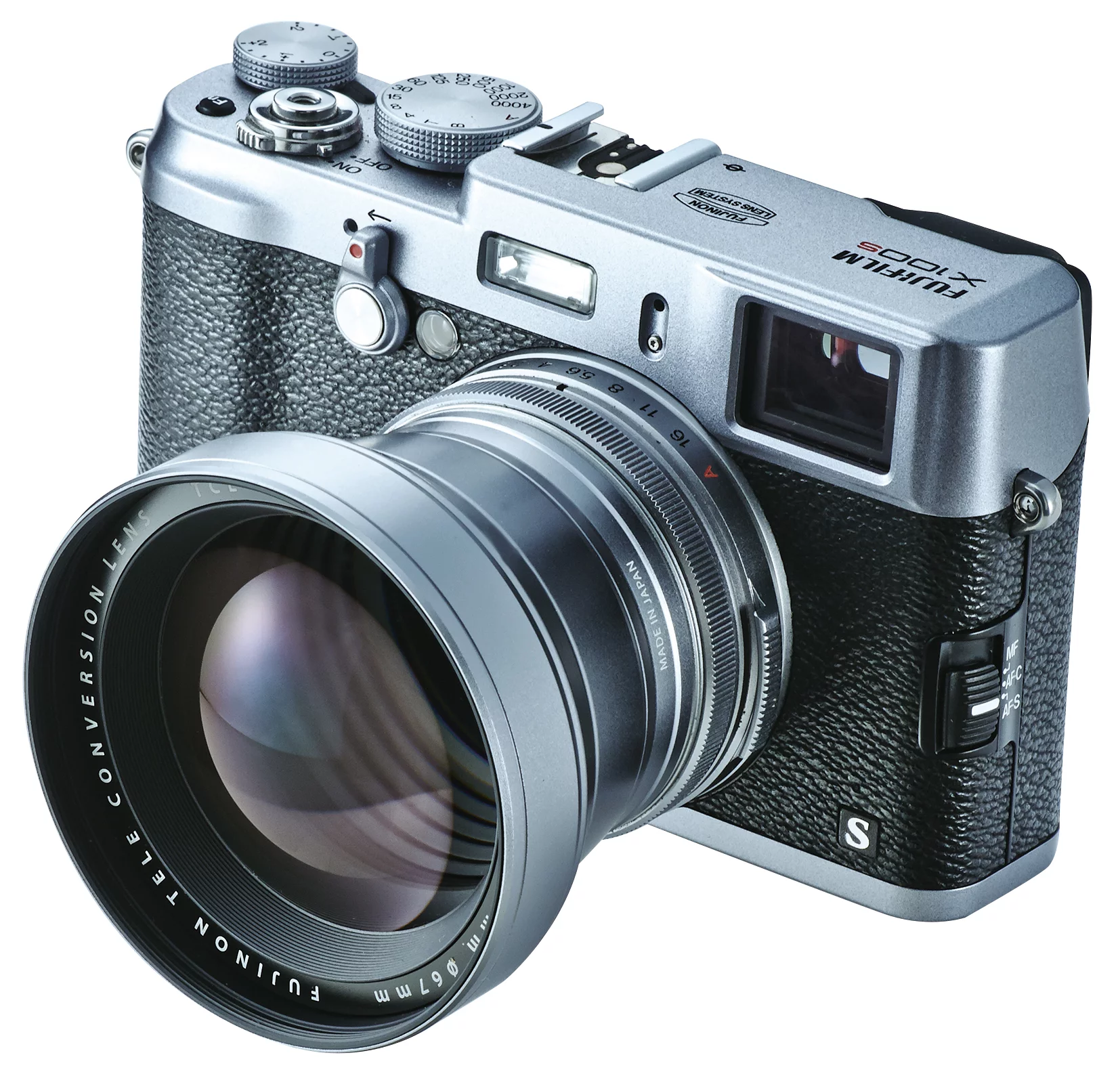 The Fujifilm TCL-X100 tele-conversion lens gives a 50-mm equivalent focal length