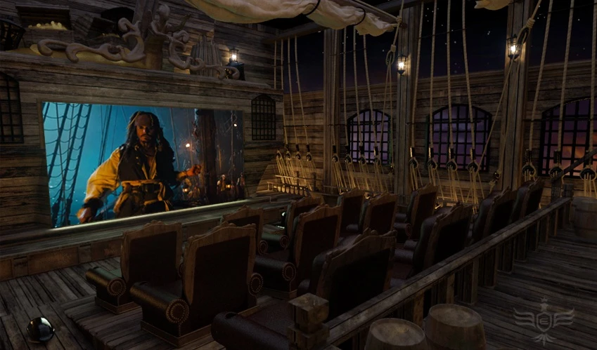 The Pirates of the Caribbean-themed theater by Elite Home Theater Seating