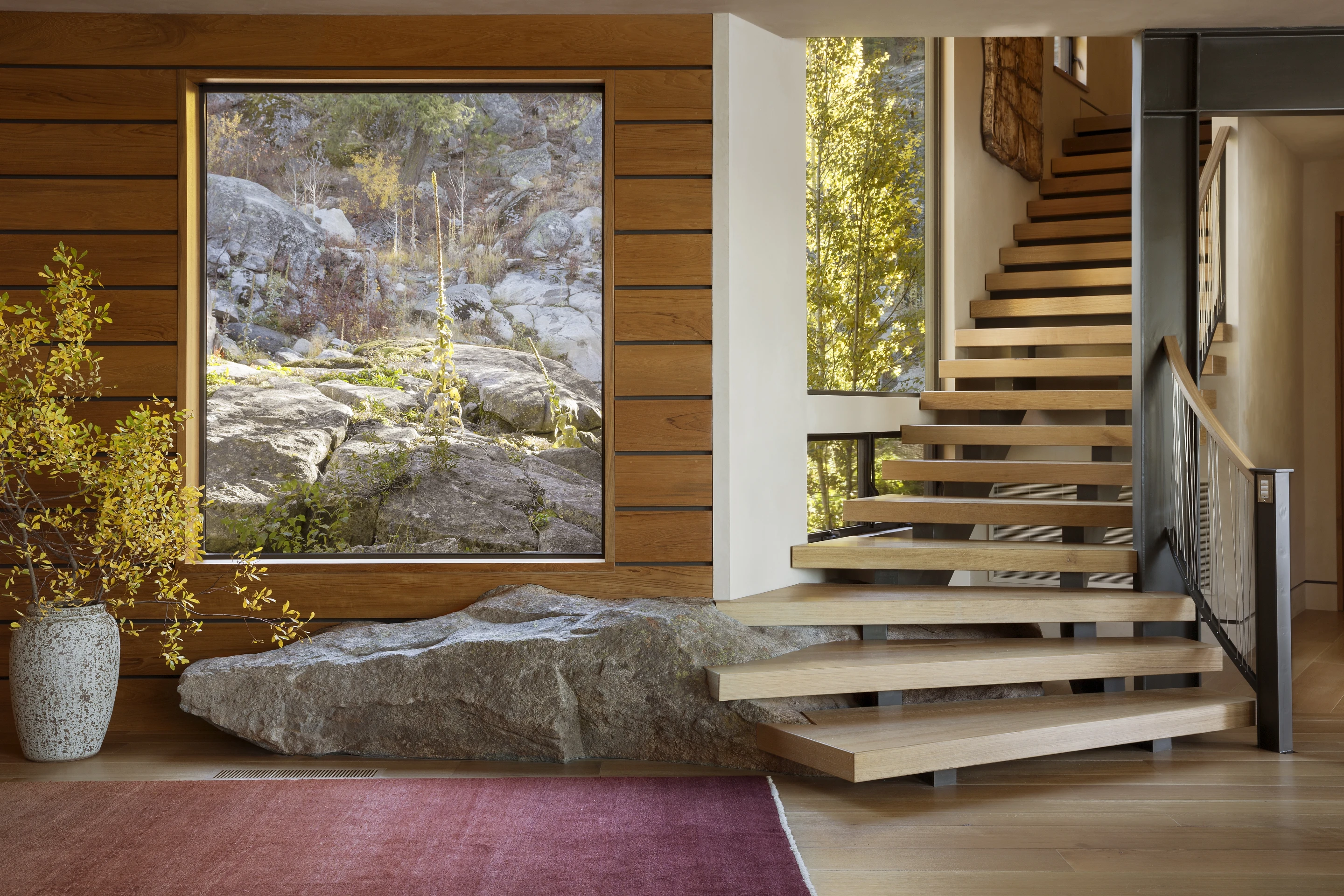Natural and introduced bedrock appear inside the Cliff House