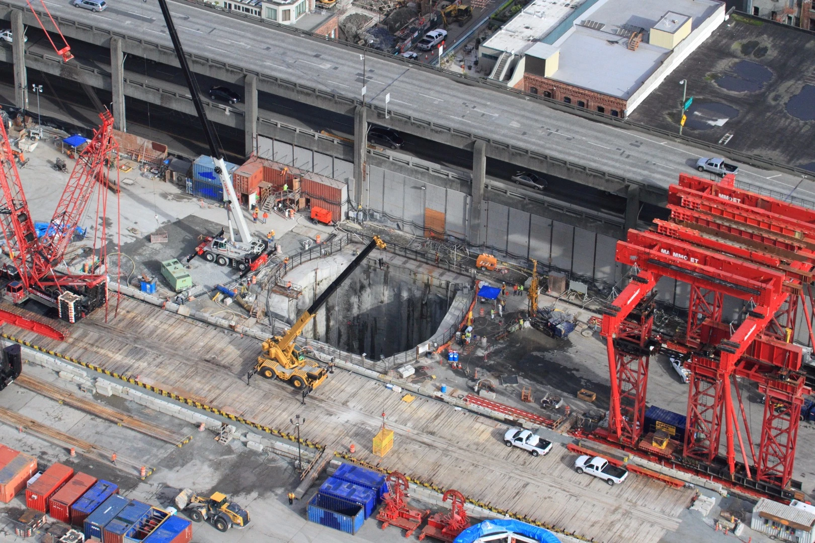 The repair pit as seen from the air