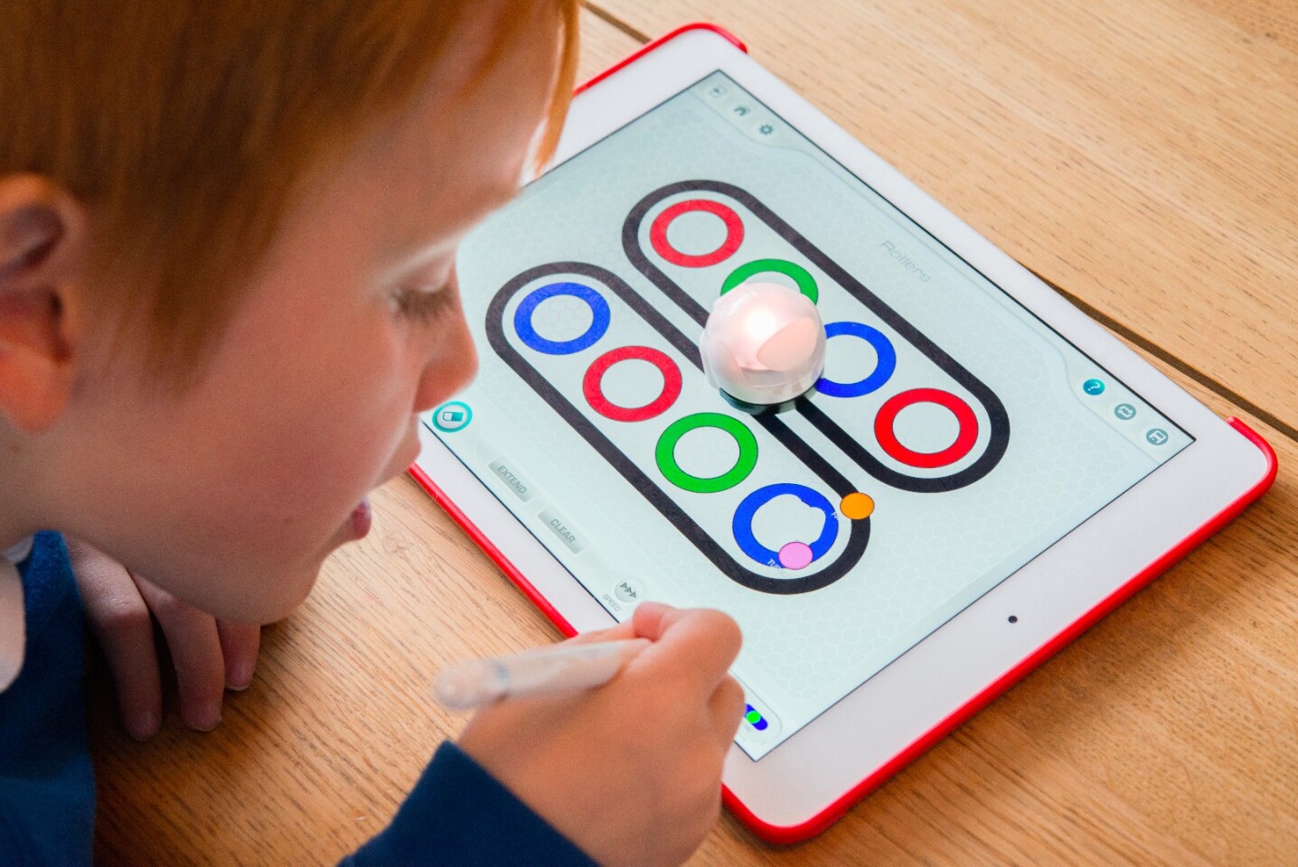 Ozobot is a line-following robot which can be told to perform actions whenever it crosses a code of colored dots