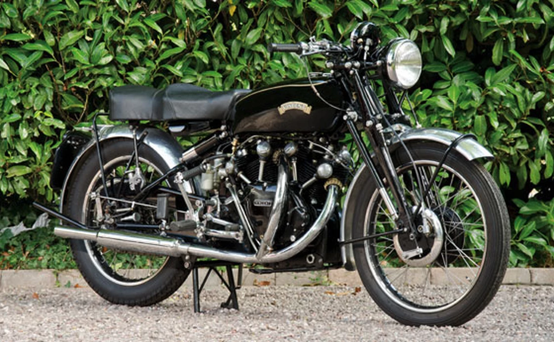 This beautifully restored matching-numbers 1952 Series C Black Shadow was completed on 31st October 1952, and the vendor was just the fourth owner from new. First registered on March 9, 1953, the bike carries its original license plate, and was sold with a detailed and thorough history file. Stored from 1963–2007, it was then completely restored from the ground-up and featured in Classic Bike magazine in 2008. It has since been twice voted Best Twin at Vincent Owners Club rallies.