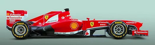 Right side view of the 2013 Ferrari Formula One F138 racecar