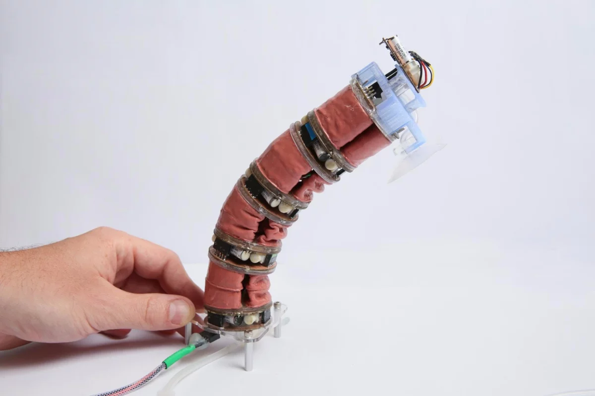 The modular robot is powered by a single vacuum pump
