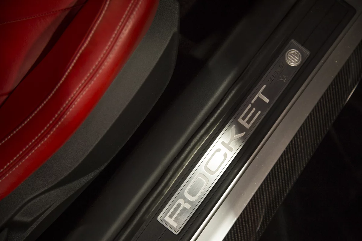 A special door-sill kickplate is another giveaway that this isn't your average Mustang