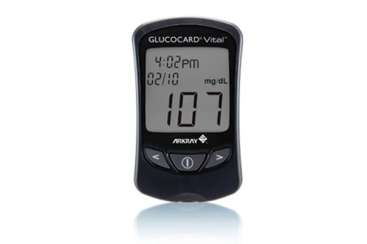 Glucocard Vital meter can produce a test result in about seven seconds
