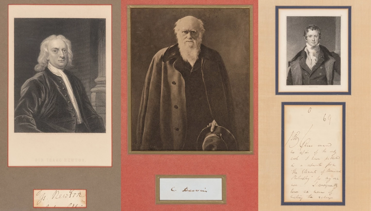 Lovers of scientific history will no doubt be interested in this grouped lot of framed autographs by three of the most famous scientists of all time: Sir Isaac Newton, Sir Humphrey Davy, and Charles Darwin. The official estimate of this lot is particularly conservative at between $4,000 and $6,000 and when the virtual hammer falls on 19 January, I expect the final price will be (much) greater.