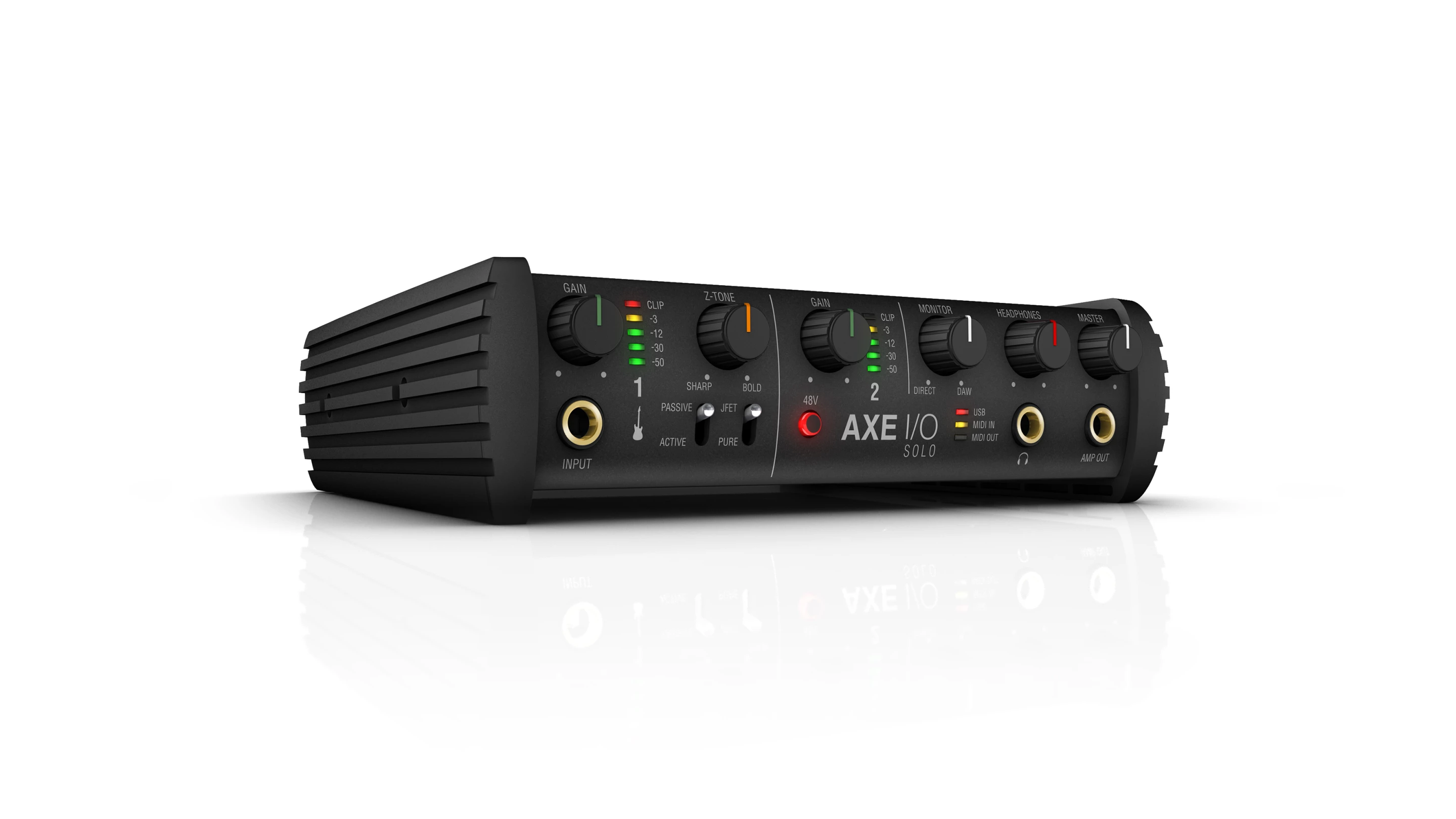 The Axe I/O Solo offers an impedance-adapting circuit and powerful guitar recording tools