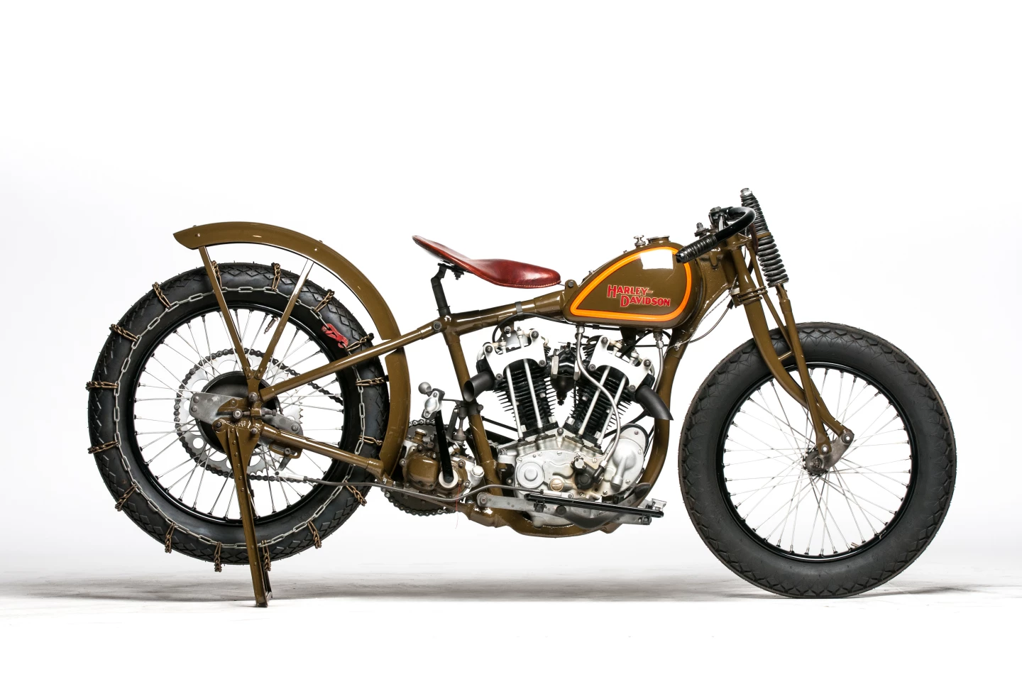 One of Harley-Davidson's most successful and important racing machines, the "DAH" hillclimber is among the very few pre-Knucklehead OHV models produced, winning three national hillclimb titles. Only 25 of these specialised racers were produced between 1929-33, and this machine has a documented competition history ridden by Windy Lindstrom, and it was also used by sculptor Jeff Decker as a model for his famous statue "The Hillclimber," which sits outside the Harley-Davidson museum. The 1930 Harley-Davidson Factory Hillclimber sold for $181,500
