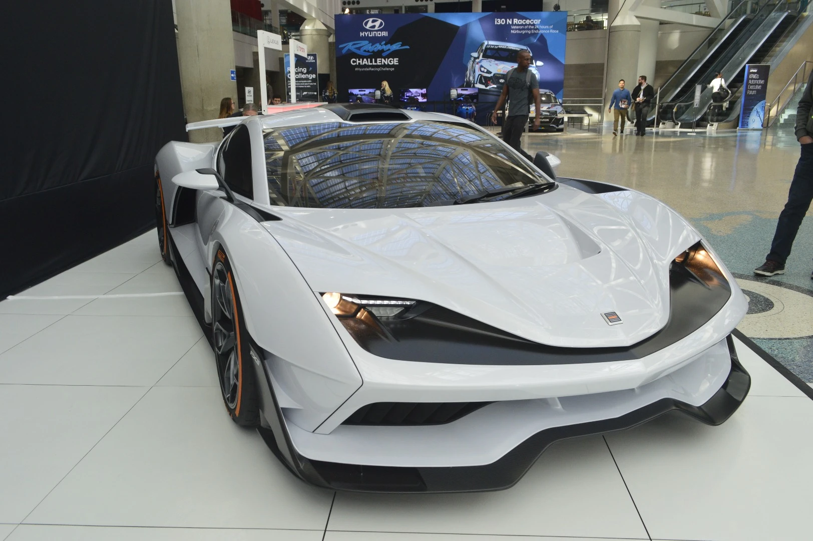 The FXE has a 3,450-lb curb weight thanks to a carbon-fiber chassis and body panels as well as 3D-printed metal components