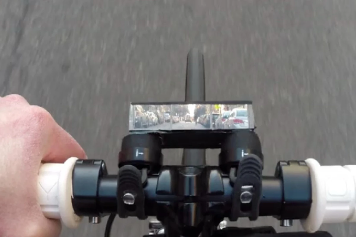 The Pedi-Scope lets riders rest their neck while still seeing what's on the road ahead