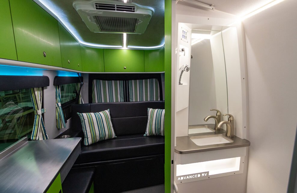 Looking back from the front of the ARV Baja camper van