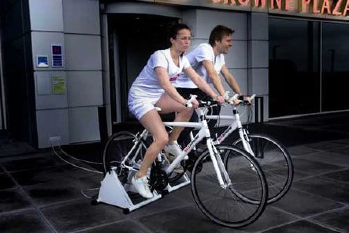 Crowne Plaza Copenhagen Towers has installed install two electricity-producing bicycles which are connected to the hotel's main electricity supply