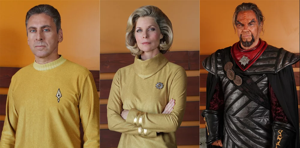 Some of the cast of Prelude to Axanar, L to R: Alec Peters, Kate Vernon, Richard Hatch