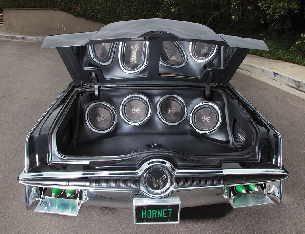 This car is a screen-used “Black Beauty” hero car from The Green Hornet. (Sony, 2011) Based on a 1965 Chrysler Imperial, Dennis McCarthy of Vehicle Effects in California built this hero car used for “beauty” exterior shots and interior close-ups.