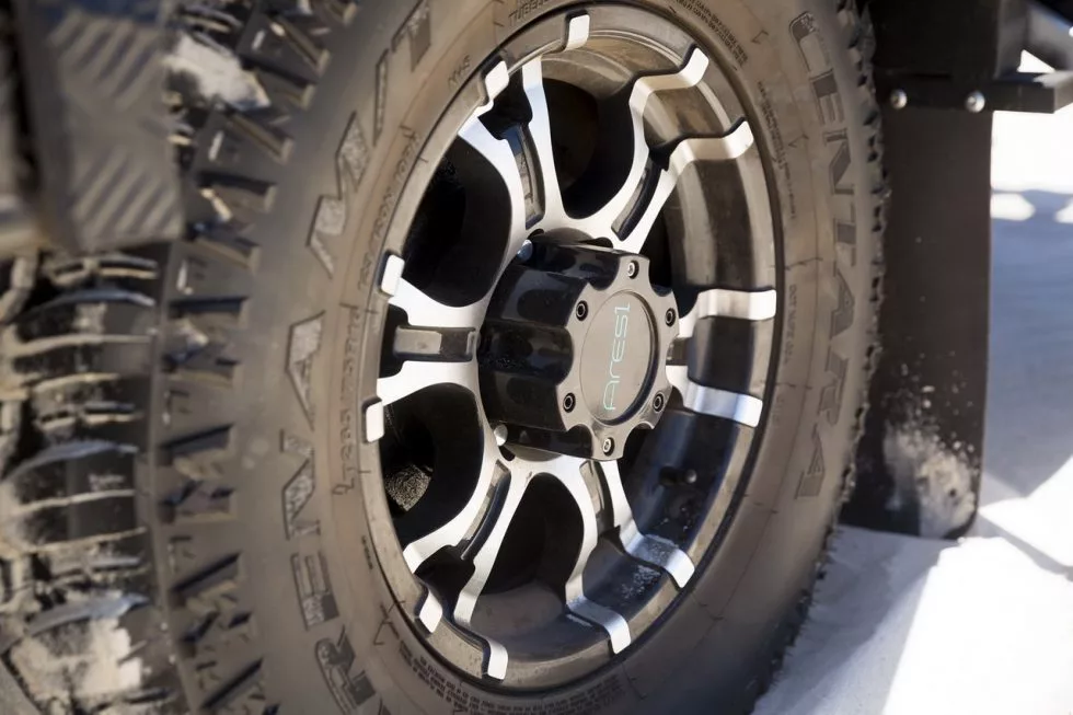 The Ares comes with 15-in wheels standard, 16-in wheels optional
