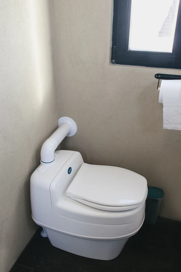 The Wohnwagon has a bio-toilet that separates liquid and solid waste before turning each into fertilizer