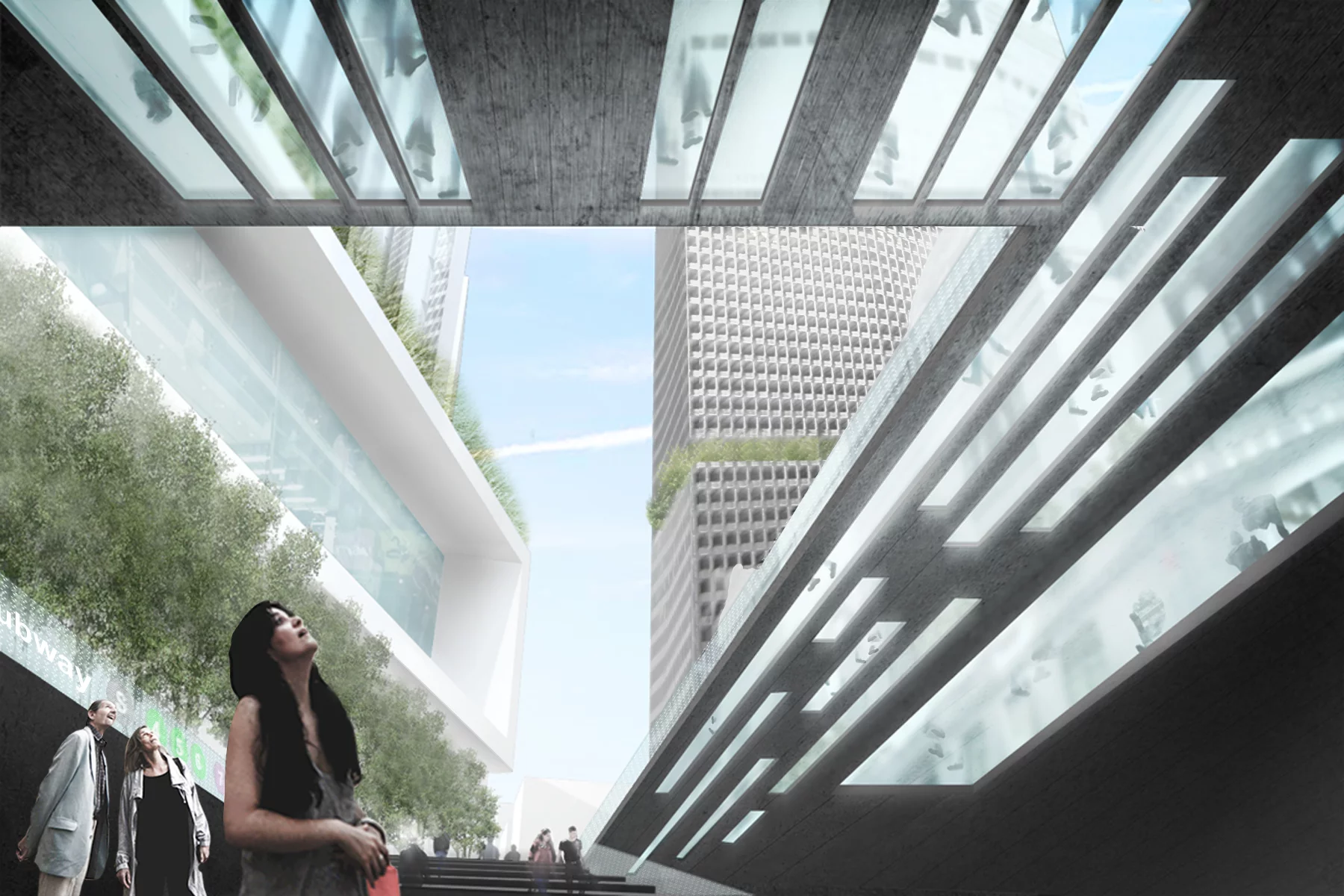 Beneath WXY's glass-floored high walk (Image: WXY)
