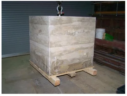'Green' research at Louisiana Tech has resulted in new geopolymer concrete technology, like this 5,000lb concrete block cast using fly ash