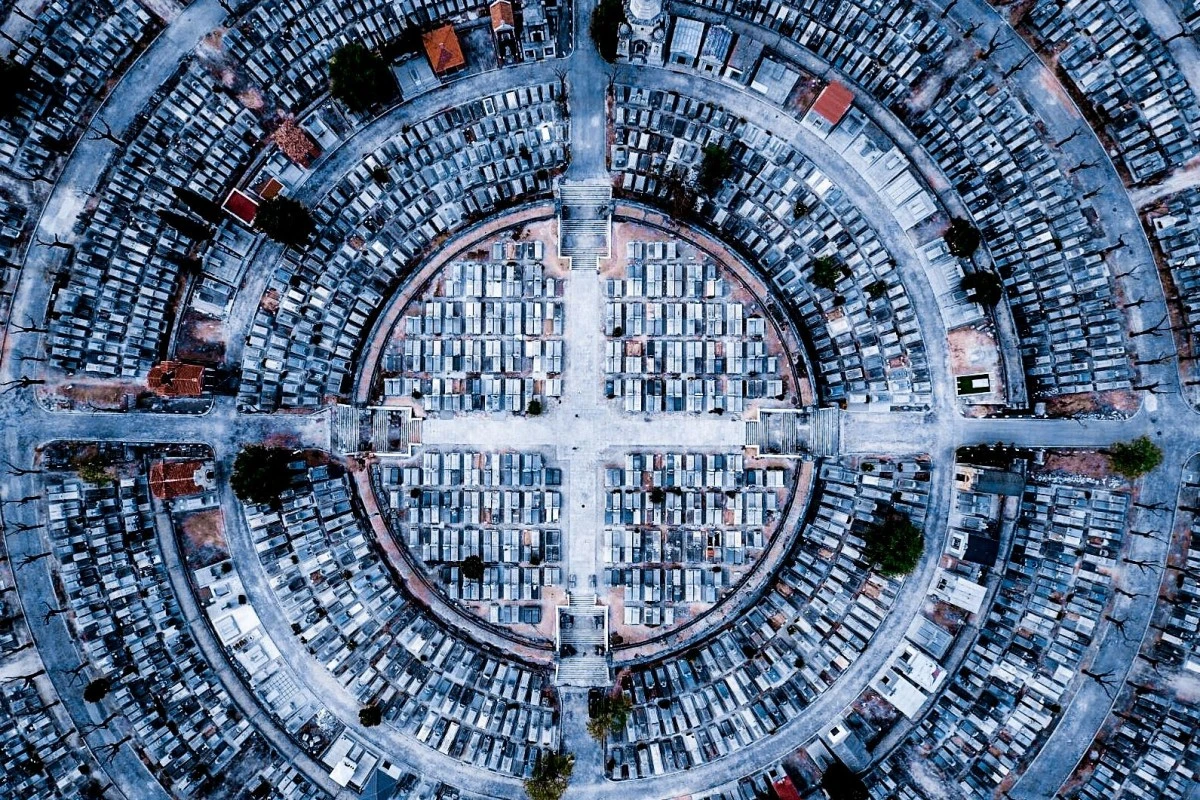 An impressive shot of the geometry built into the city design of Madrid in Spain