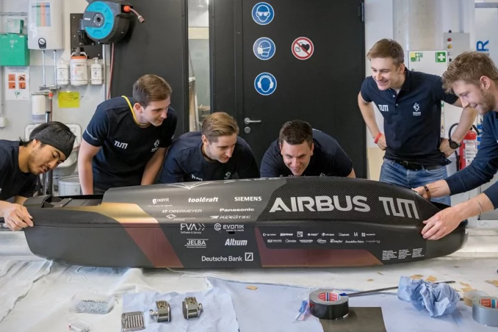 The WARR Hyperloop team tinkers with its pod