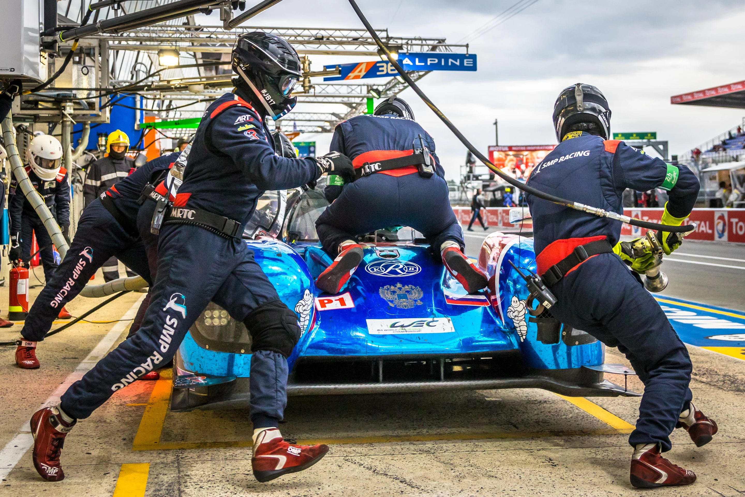 Bronze, Speed. Team SMP Racing perform a routine pitstop at the 2019 24 Hours of Le Mans
