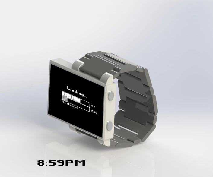 Loading... features an over-sized screen and a metallic strap