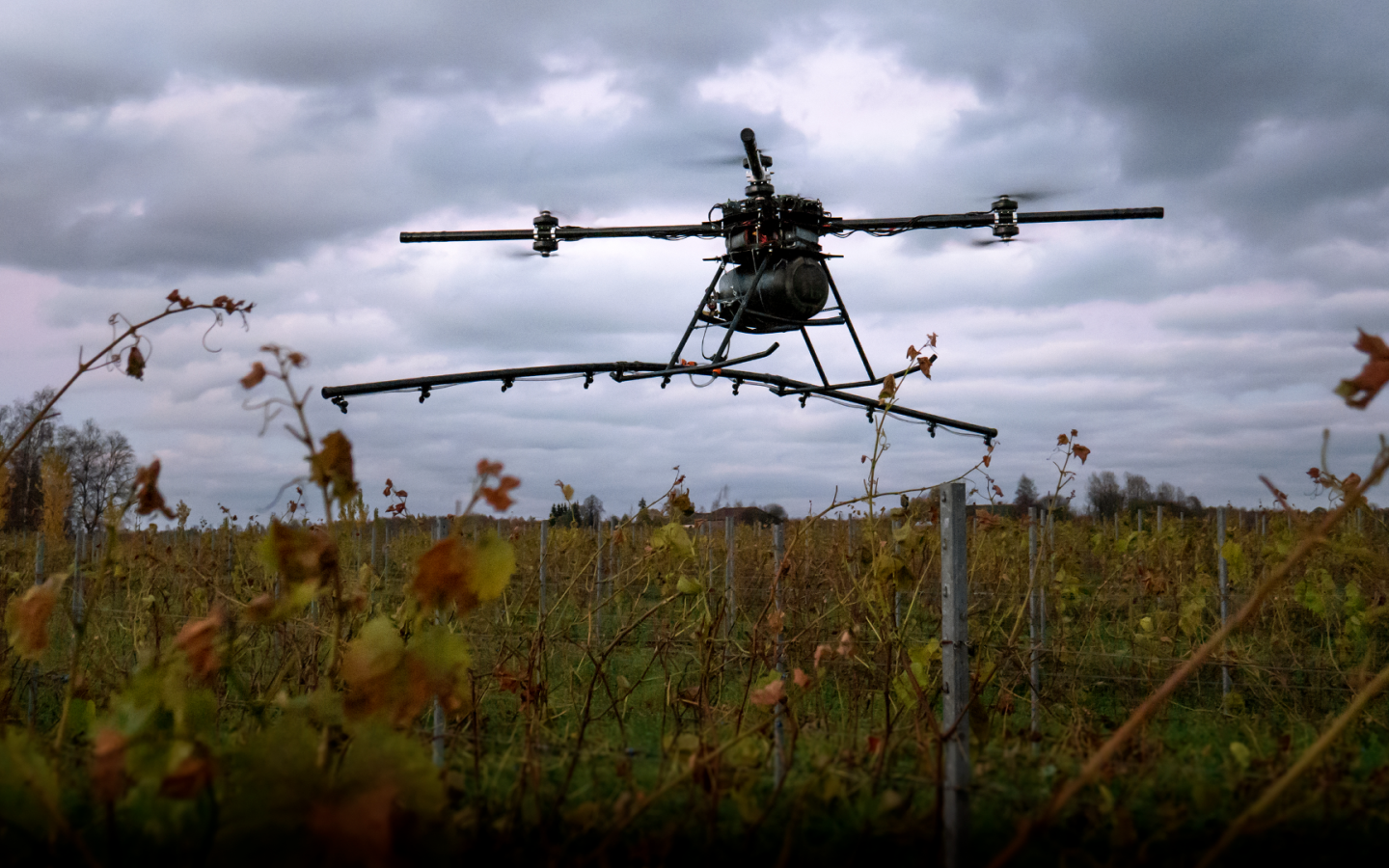 The Agro drone has a top forward speed of 4 meters (13 ft) per second