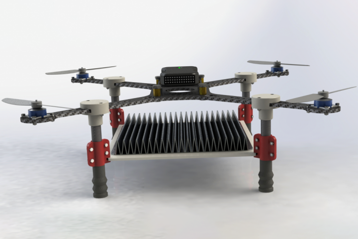 A large photoelectric converter on the bottom of the drone harvests energy from the laser much like a photovoltaic panel, allowing the drone to stay in the air indefinitely
