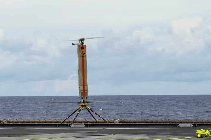 A Nomad drone lands on the flight deck of the littoral combat ship USS Coronado during testing in 2017